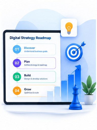 Digital strategy and consulting illustration