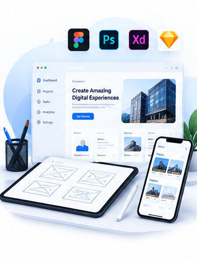 UI and UX design services illustration